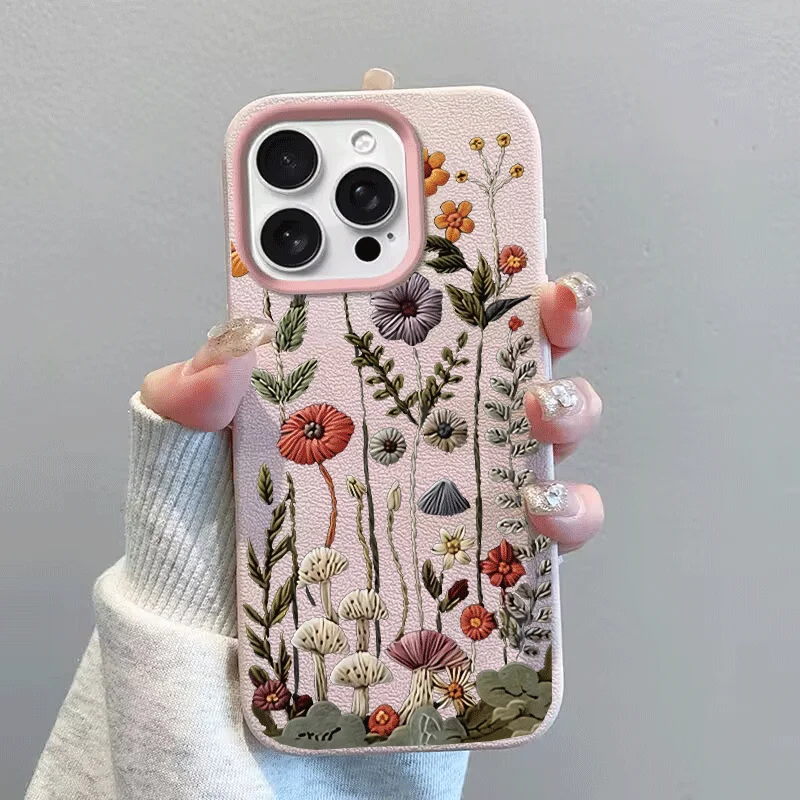 Floral Leather Texture Phone Case Cover