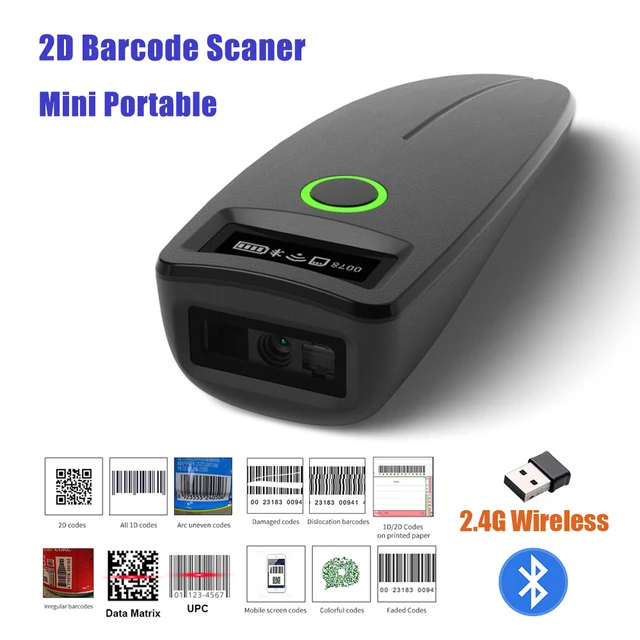 2D Barcode Scanner W7 Mini Wireless Bluetooth Handheld
