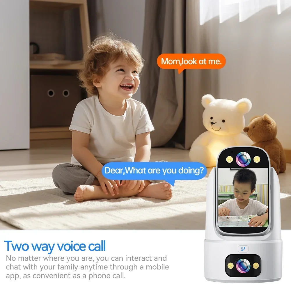 3MP WIFI IP Camera HD Baby Monitor Camera 2-Way Video Call Color Night Vision One Key Click Call CCTV PTZ Wireless Smart