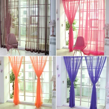 Simple Voile Solid Sheer Tulle Curtains Decoration Window Curtains Living Room The Bedroom Window Screening Panel Cortinas 1