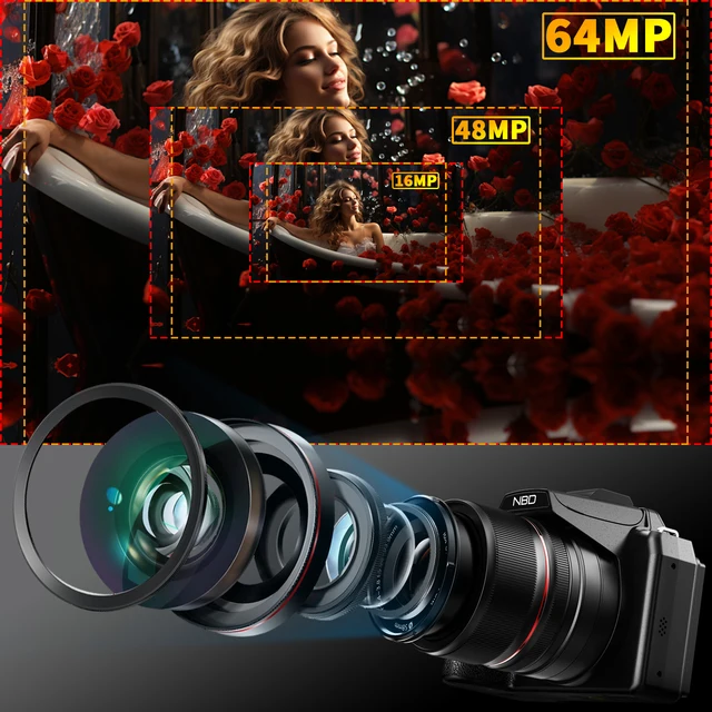 NBD 5K&64MP Digital Cameras for Photography, 16X Optical Zoom Camera, Vlogging Camera with 180°Flipable 3-inch Screen. - Image 2