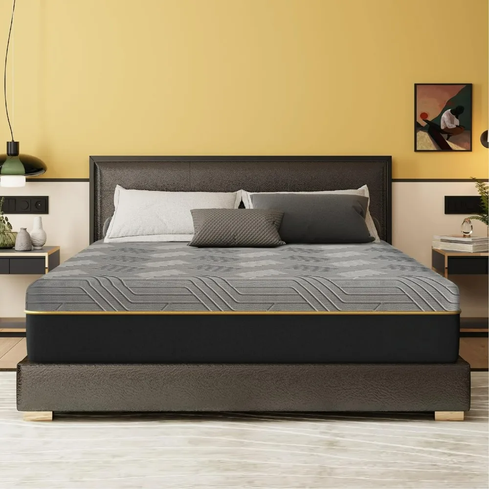 

12 Inch Queen Mattress, Copper Gel Cooling Memory Foam Mattress for Back Pain Relief,Therapeutic Double Matress Bed in A Box