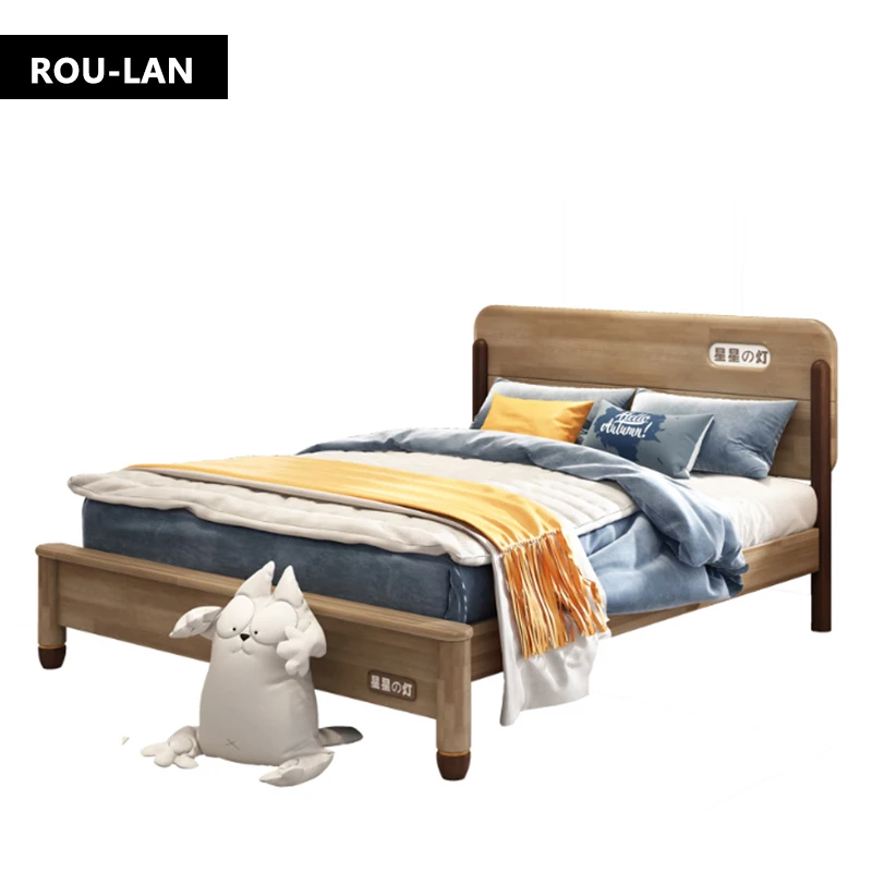 

ROU LAN Single Youth&Kid Bedchamber Bed Solid Wood Modern Children Bed Furniture Bedroom Set