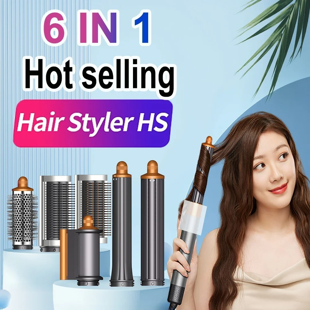 Hair Dryer Air Hair Styler Hair Styling Set Hair Styler 6 in1 Multi Hair Styler Curling Iron Hair Hot Air Brush Curling Barrel Brush HairDryer Salon Professional Curly Styler Tools