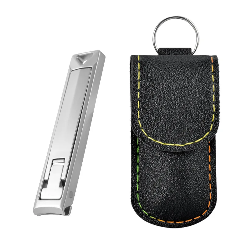 Ultra Thin Nail Clippers Portable Nail Cutters With Cow Leather Cover Superior Texture Stainless Steel Manicure Tool