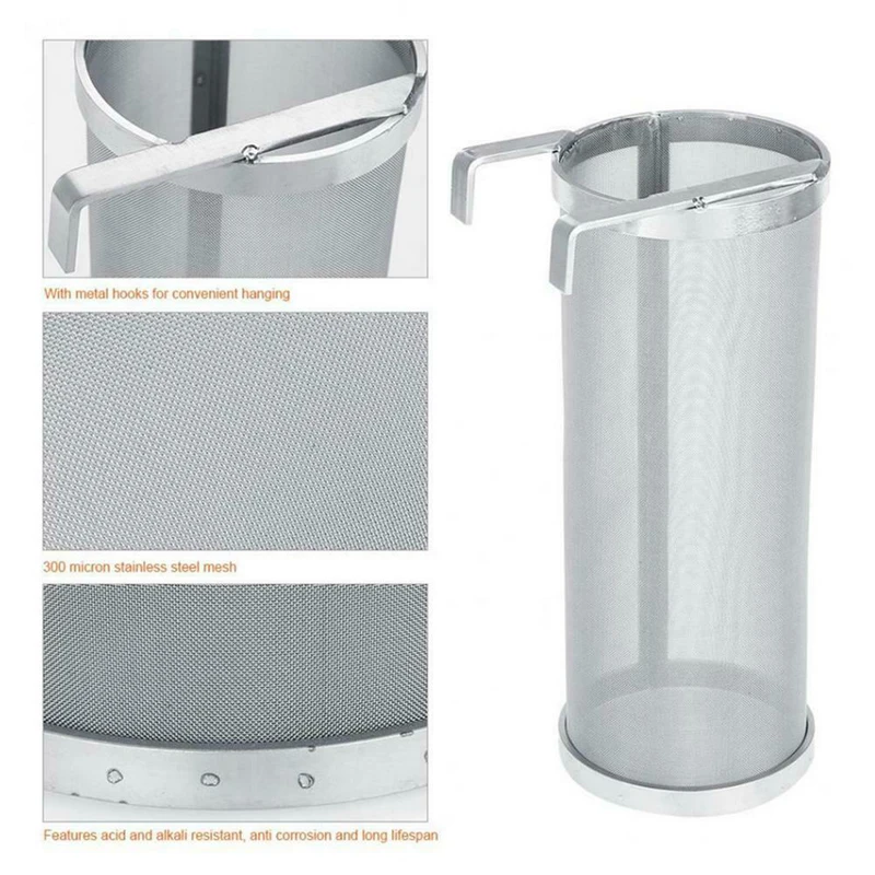 300 Micron Stainless Steel Homemade Brew Beer Hop Mesh Filter Spider Strainer Hook Brewing beer brewing strainer bag