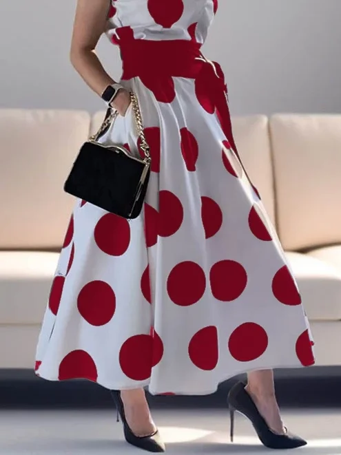 Modigirl 2025 Summer Ladies Polka Dots Elegant Dress Daily X-Line Fit & Flare Shirt Dress for Women Party Evening Prom Dresses Sd05fa864464d49b3bfc61b1d77eec0cfW