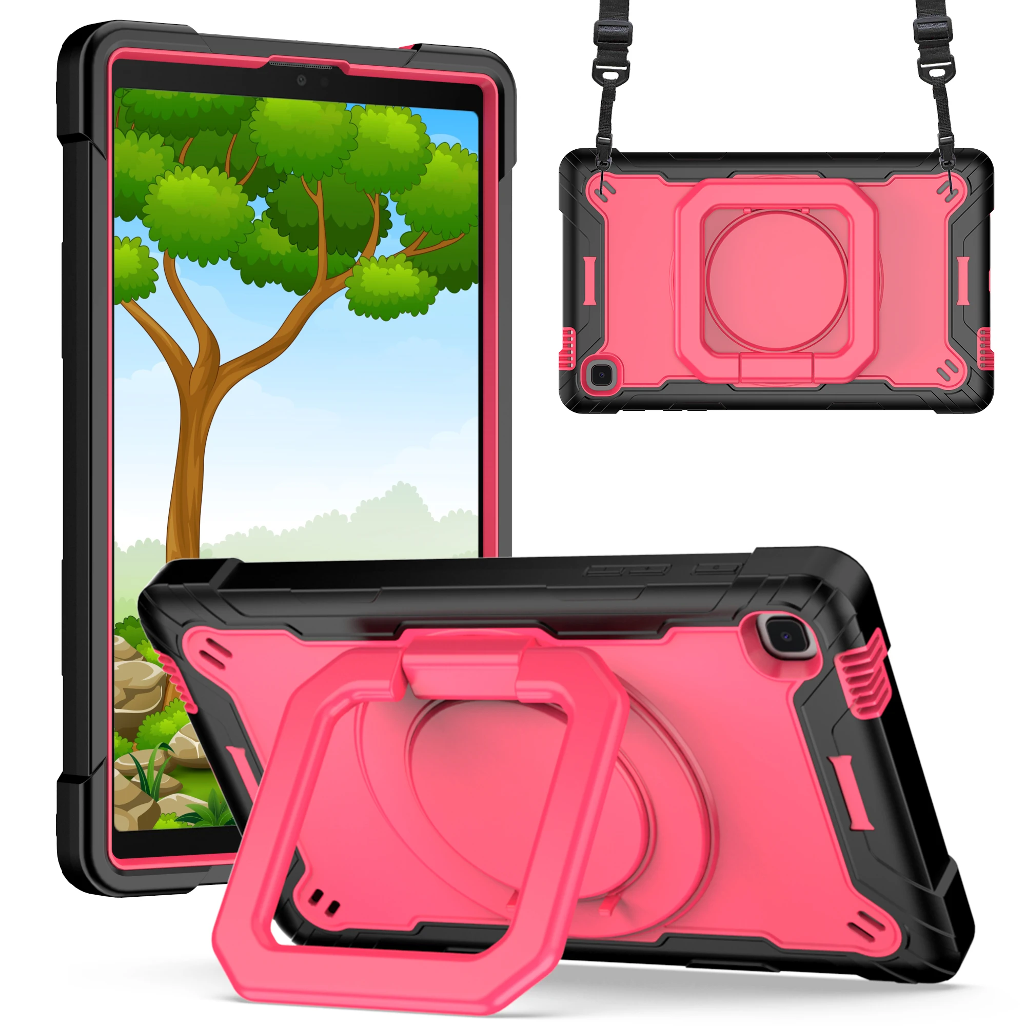 Enhanced Shockproof Tablet Case with 360° Rotatable Stand & Strap