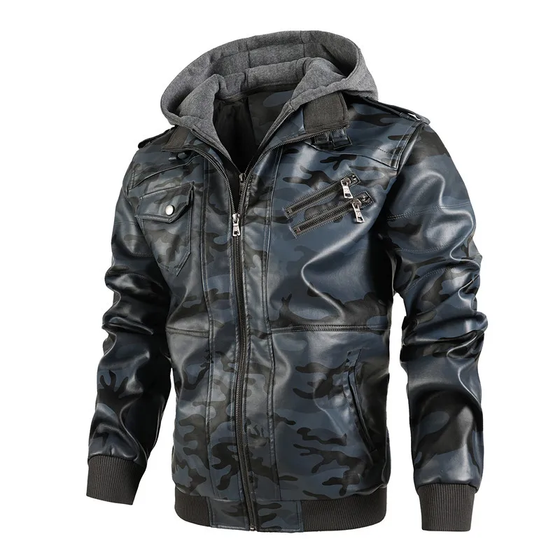 

Leather Coat Men Clothing Fur Jacket Bomber Fashion Casual Windbreaker Spring and Autumn Hot Outwear Stand Military Embroidery