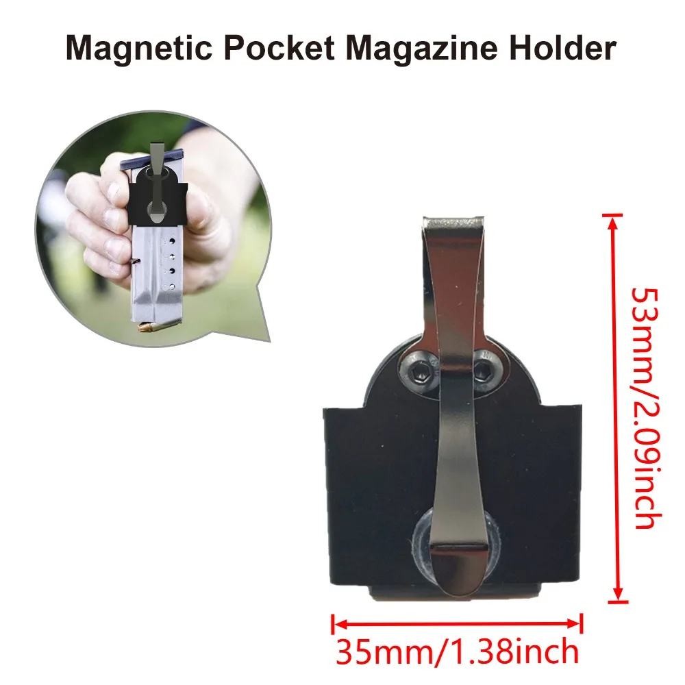Magnetic Pocket Magazine Holder Heavy Duty Magazine Holster Standard Belt Clips for 9mm /.40 S&W Hunting Accessories