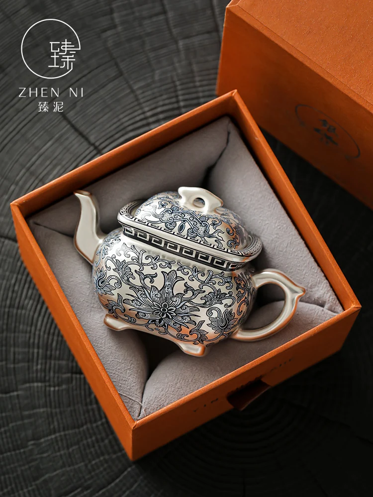 

Enamel Teapot Chinese Style Handmade Kettle Ceramic Tape Filtration Tea Making Vessel High-end Tea Sets Give Gifts Samovar