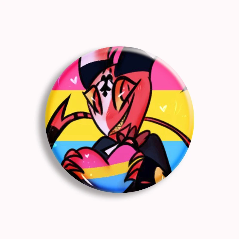 【Llife】BOTTON BROOCH 58mm Helluva Boss Robo Fizz Loona Button Pin Creative Cute