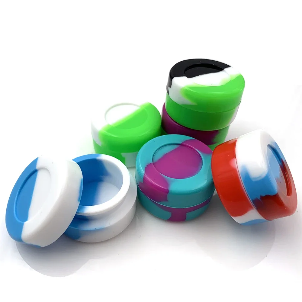 Mini Storage Boxes 10PCS Silicone Container 2ML 3ML 5ML Jar Storage Box Mix Colors Nonstick Concentrate Containers Jars Oil Wax Case