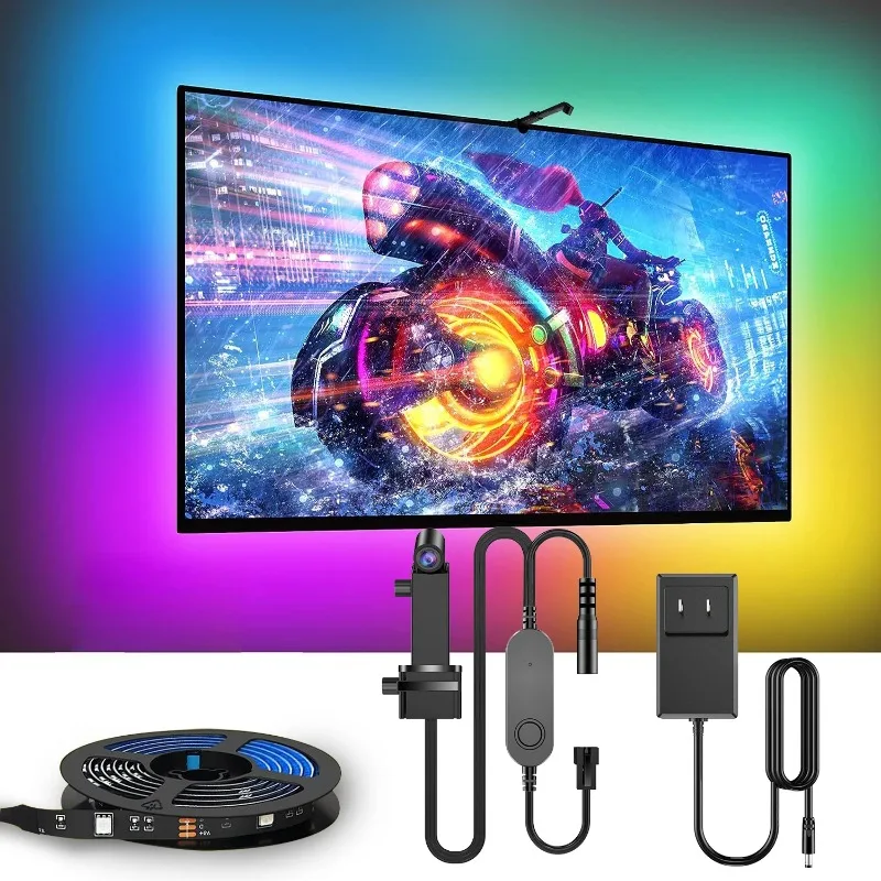 RGBIC TV Backlight Strip,AR Color Gamut Sensor,can Capture Part of The Color on The Screen,12.5FT/55-65,16.4FT/65-85 TV,US Power 2