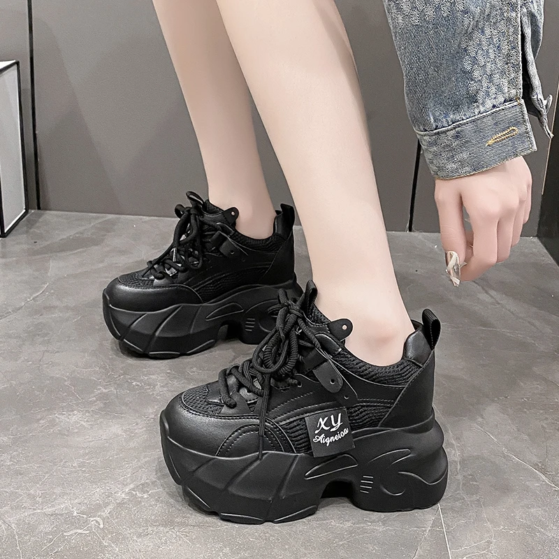 Platform Trainers Chunky Black Trainers Ladies New Platform Shoes