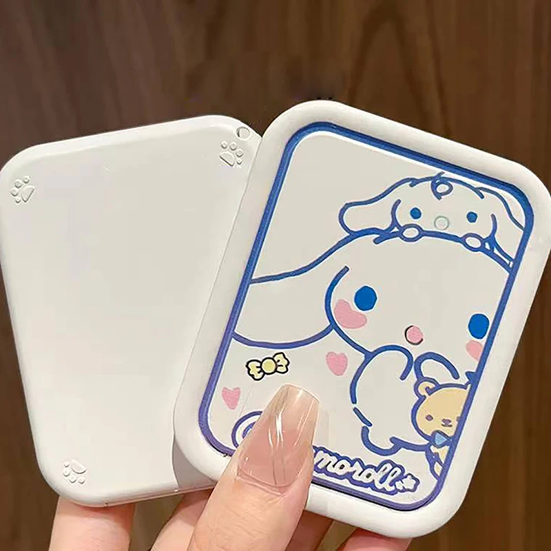 Cartoon Cute Sanrio Cinnamoroll Folding Makeup Mirror Portable Pocket Mirror Rectangle Cosmetic With Comb For Women Girls