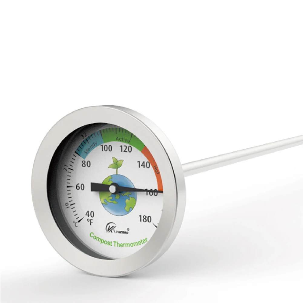 50cm Clear Reading Temperature Monitor Compost Soil Thermometer Probe for Garden Lawn Plant Stainless Steel Thermometer