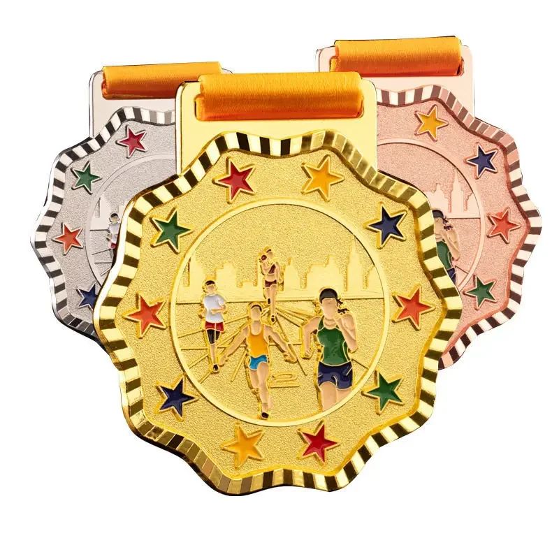 Customized Marathon Competition Medal, Various Sports Awards, Metal, Gold, Silver, Bronze Listing, Children's Honor Medals, 2Pcs