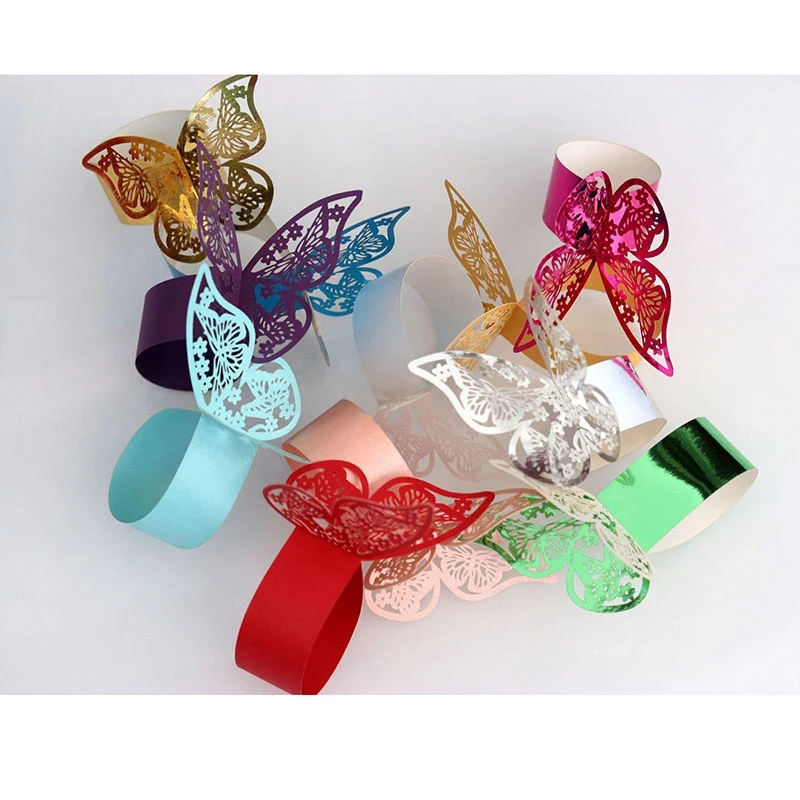 50Pcs Butterfly Napkin Rings Wedding Birthday Christmas Home Dinner Table Decoration Napkin Rings Holders Party Supplies Favors napkin ring,christmas napkin holder