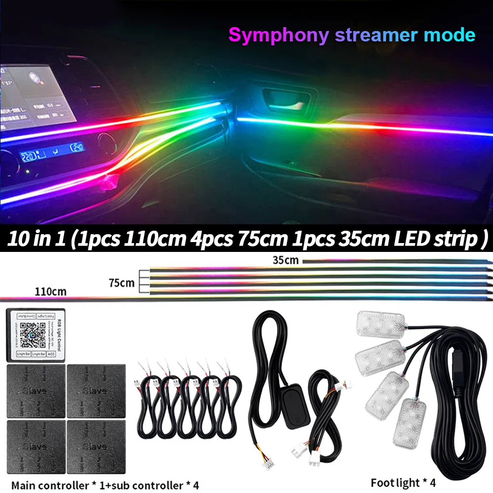 ตัวเลือกสินค้า แถบไฟ LED ปรับสีได้ 213 สี สำหรับตกแต่งภายในรถ
