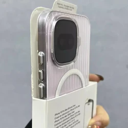 Coque de téléphone protectrice magnétique anti-chute avec motif ondulé transparent et bumper en coque rigide
