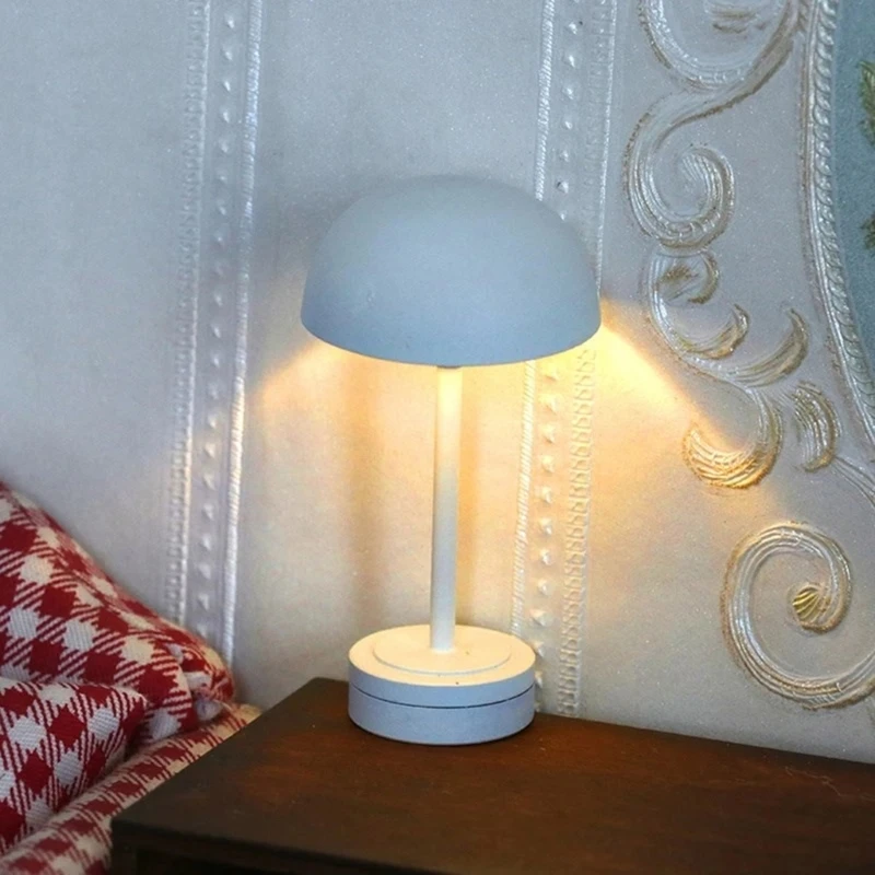 1:12 Scale Dollhouse Mini Table Lamp Modern Furniture Model Miniature Bedside Reading Lamp Toys Doll House Room Light Decor
