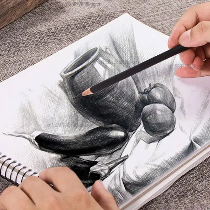 3Pcs 6Pcs Set Black White Sketch Charcoal Pencil Soft Medium Hard 4mm Lead Core Art Drawing Shadow Highlight Details Processing 5