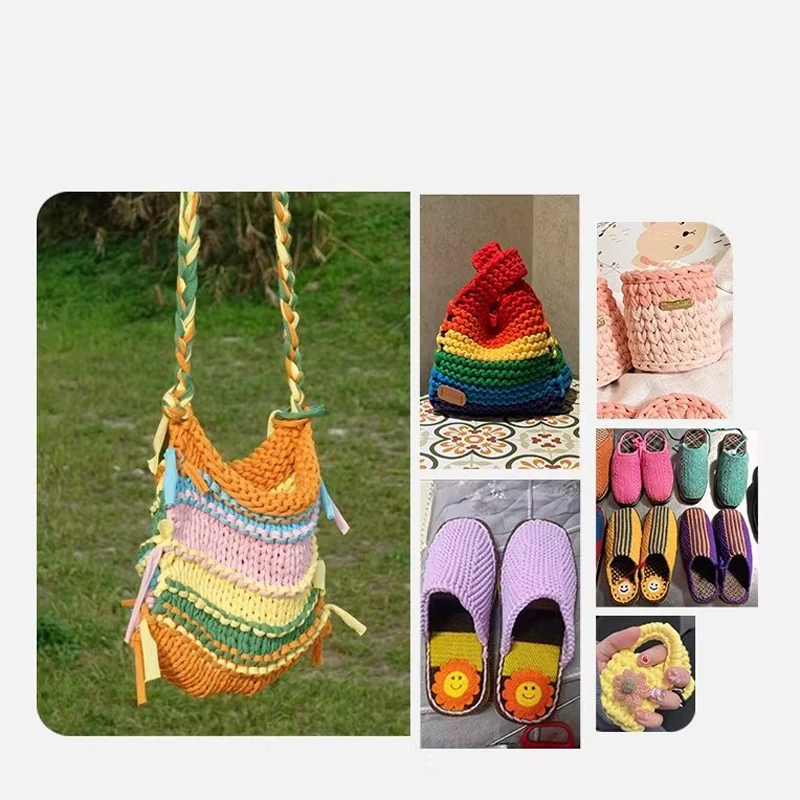 2Pcs T Shirt Crochet line Thick Soft Cloth Yarn for Hand Knitting Crocheting Woven Handbag Blanket mat slipper Thick Flat thread 5