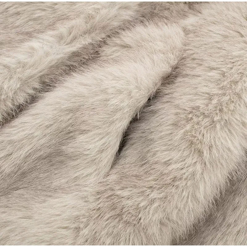 Winter Gradient Faux Fur Coat Women Luxury Big Fur Collar Pockets Loose Jacket Female Fashion Lady High Street Overcoats