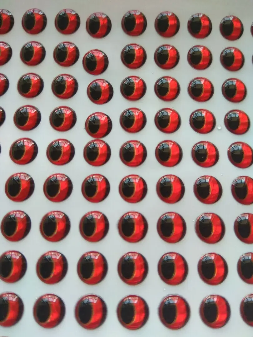 4mm-12mm Oval Shaped Pupil Red 3D Soft Holographic Fishing Lure Eyes