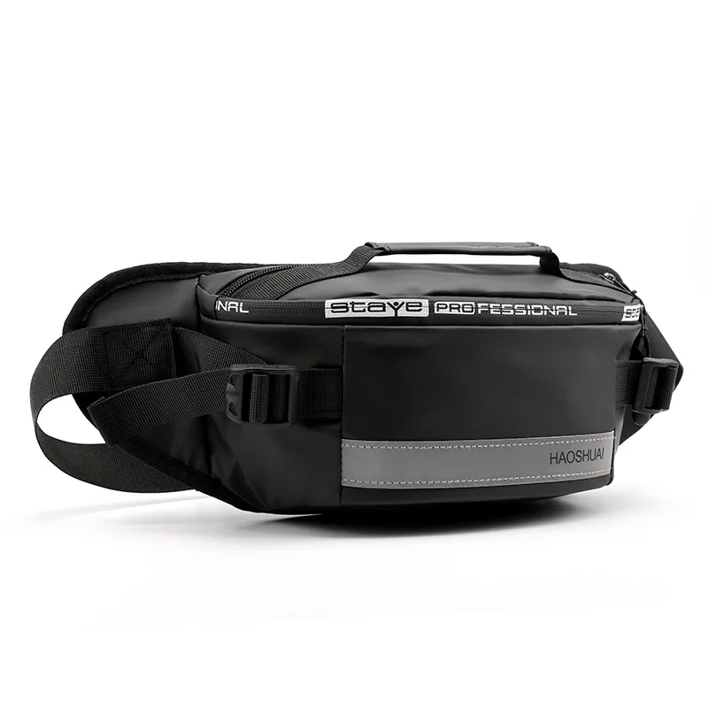 HVTIL Men Fanny Pack Fashion Daily Street Chest Bag High Quality Reflector Strip Nylon Cashier Waist Bag Run Zipper Waterproof