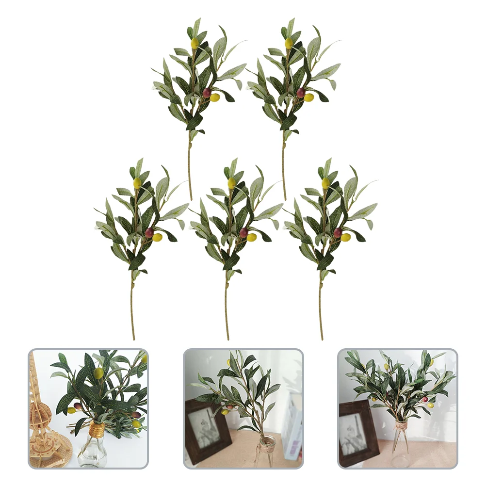 

Fake Olive Leaf Fruits Branch Artificial Branches Flower Arrangement Artificial Plants Photo Props Home Wedding With pot