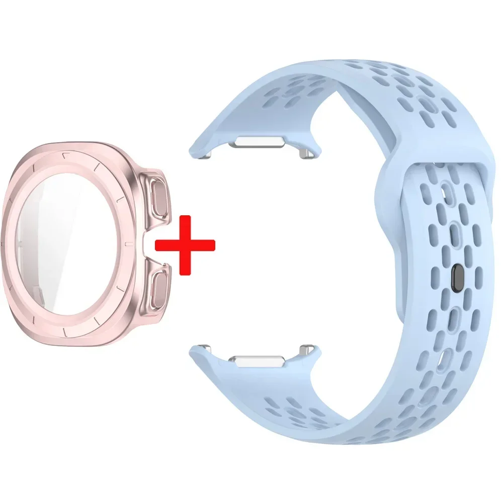 Silicone Sport Watchband with Tempered Glass Cover