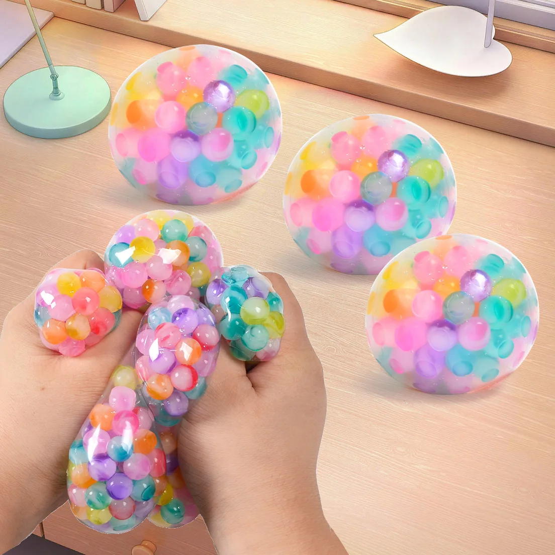 6cm Kids Stress Balls Exotic Pinch The Rainbow Bead Pressure Reducing Ball Vent Ball Decompression Toy TPR Pinch Le Grape Adult Toy