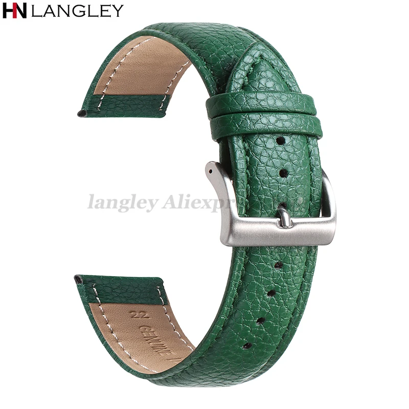 Premium Genuine Leather Litchi Pattern Watch Band – High-Quality Wristband