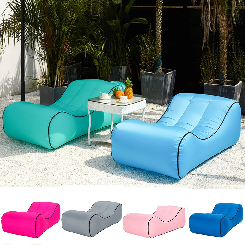 Lazy Inflatable Sofa Beach Outdoor Portable Air Bed Single Person Sofa Nylon Tear Resistant Material Living Room Sofa