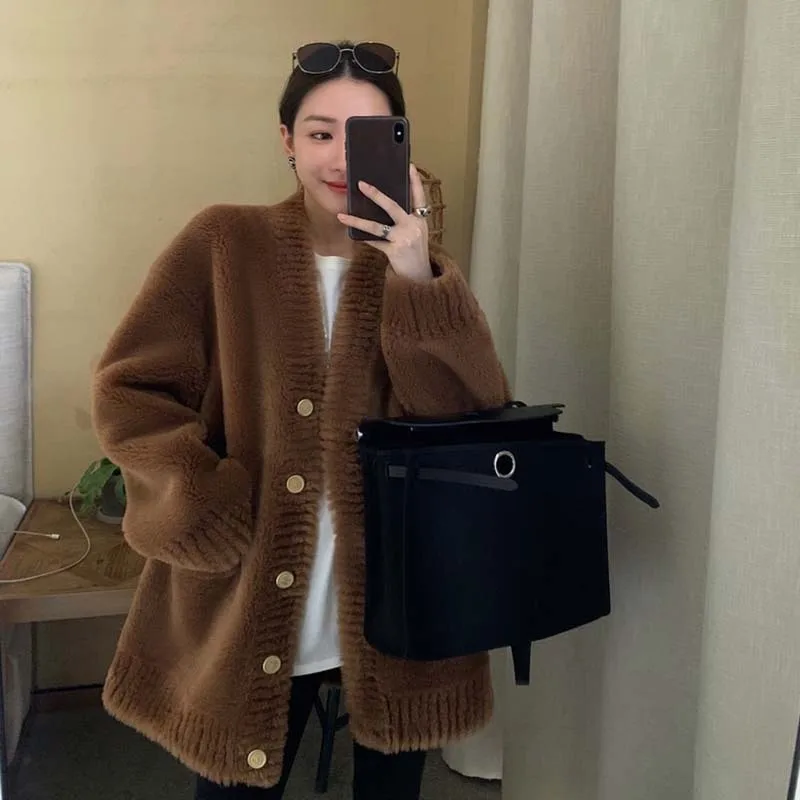 

Finnish Wooden House Fur Fur Integrated Cashmere Jacket Women's Full Wool Coat Lamb Fleece Korean Version