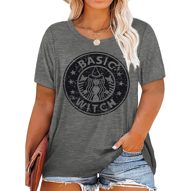 

Womens Plus Size Halloween Shirts Basic Witch Tshirt Funny Graphic Tee Tops