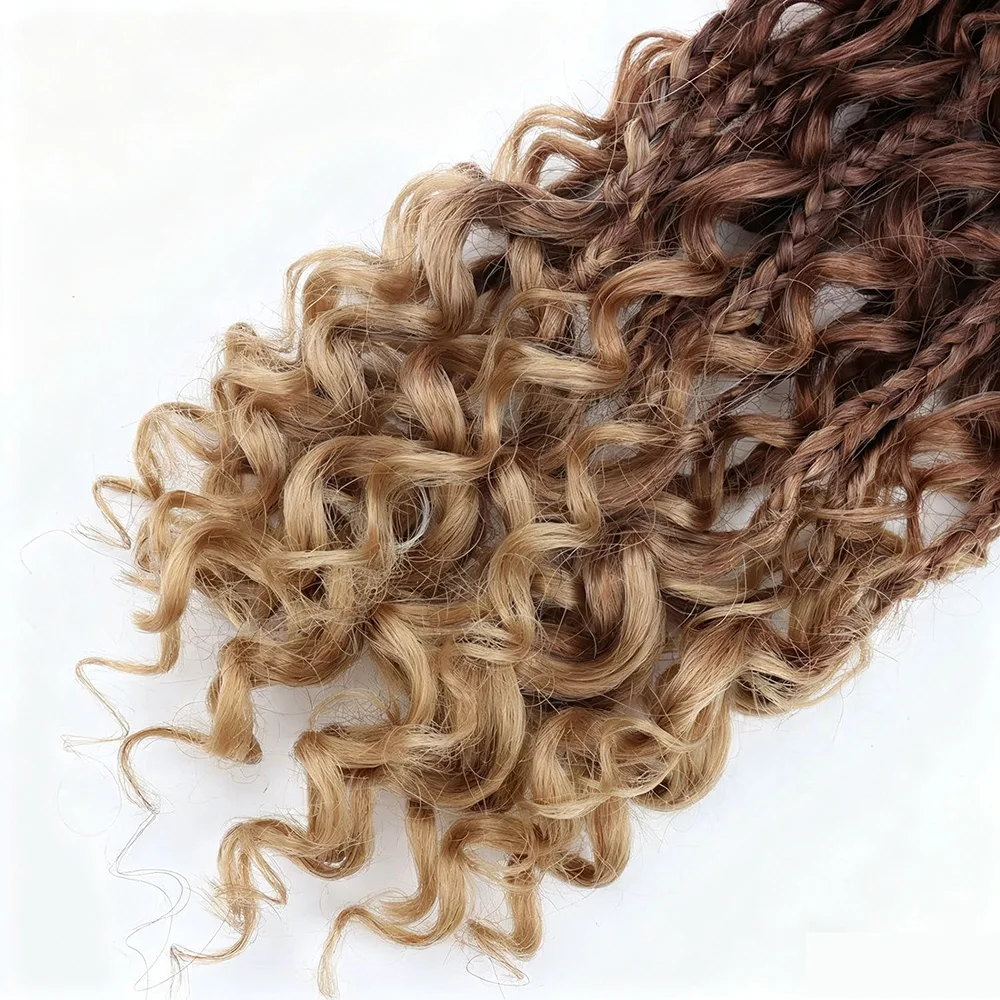 Boho Goddess Box Braids 12 Crochet Hair with Curly Ends - Synthetic Knotless Extensions