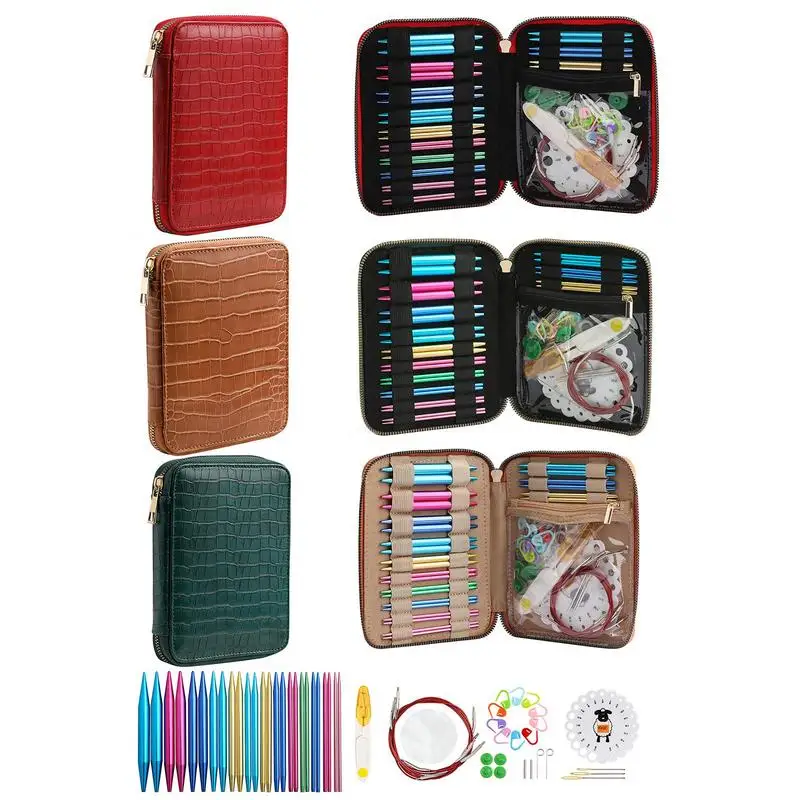 

Crochet Hook Set Aluminum Circular Knitting Needles Set Muti Size Interchangeable Crochet Needles With Storage Case For Small