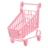 Trolly Ornaments Baby Stroller with Wheels Mini Shopping Cart Storage Basket Desktop Accessories 3