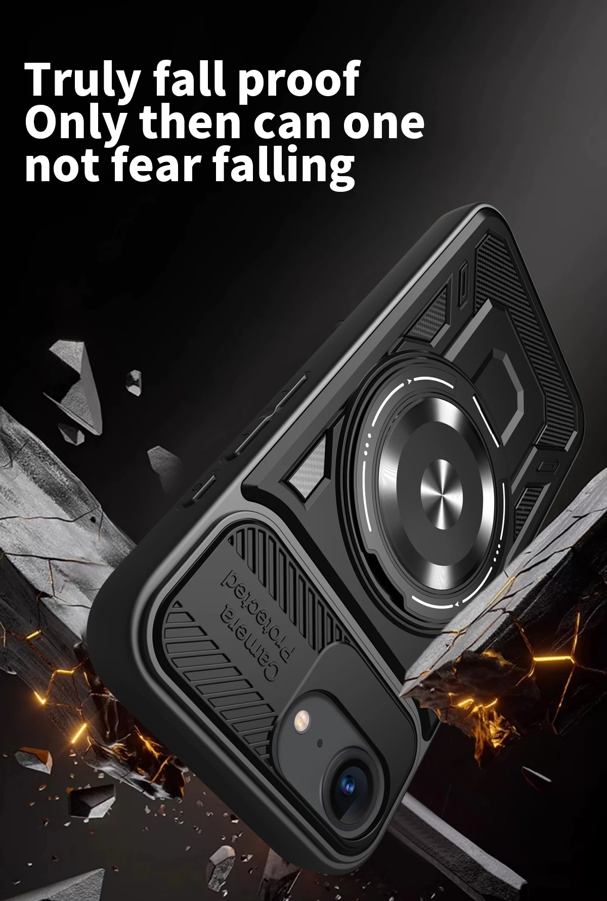 Luxury Shockproof Armor Phone Case with Car Magnetic Ring Stand