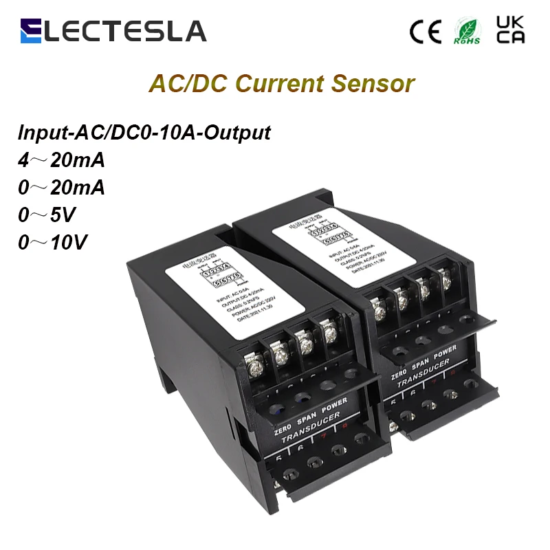 Sensore Trasmettitore Di Corrente Ca 1A 5A 10A Ingresso 4-20Ma 0-5V 0-10V Uscita Dc 24V 85-265V Alimentazione Trasmettitore Di Corrente Ca