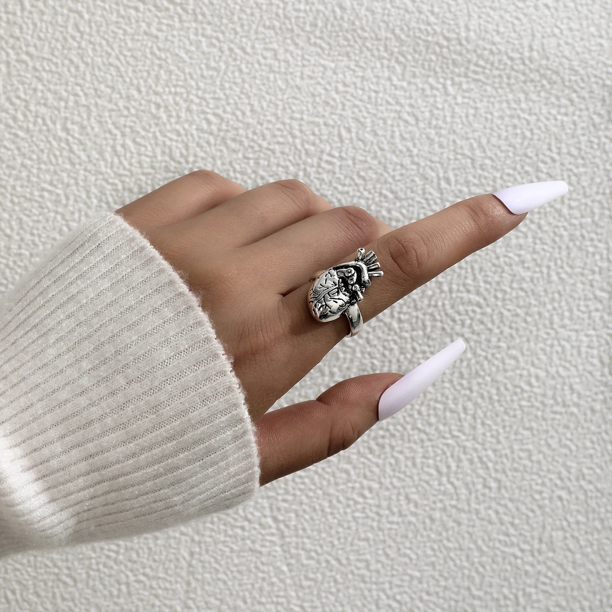 

Aprilwell New Fashion Silver Color Heart Ring for Women Punk 2022 Trend Grunge Blood vessel Emo Finger Jewelry Accessories Gifts