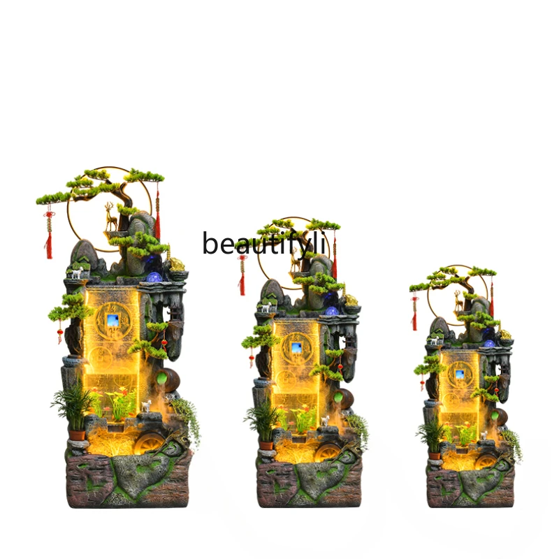 

Mountain and Fountain Fish Pond Landscaping Decoration Office Courtyard Living Room Housewarming Fortune Floor Ornaments