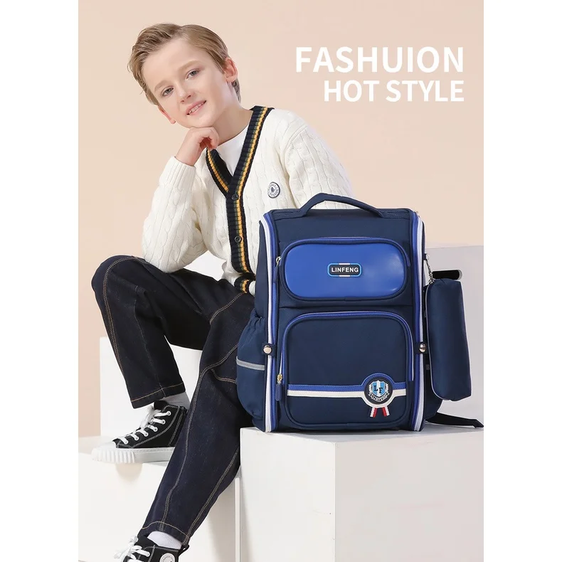 Primary Girl Bow Boy British Style Fashion Backpacks for Students New Children Large Capacity Reflective Schoolbags All-match