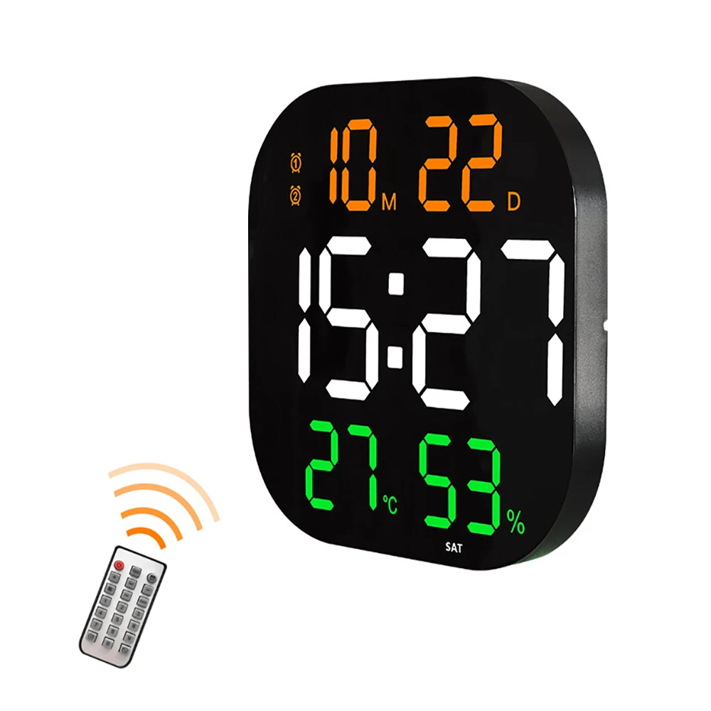 

11 Inch Large Screen Wall Clock 10 Levels Smart Brightness Remote Control LED Digital Clock Electronic Dual Alarm Clock