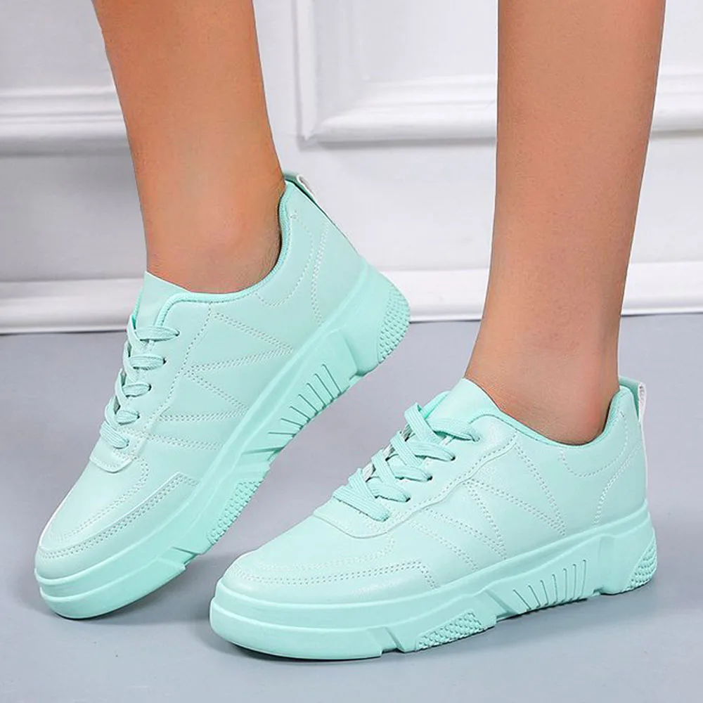 Large-Sized Flats Women 2024 Spring Autumn New Shallow Ladies Lace Up Casual Shoes 36-43 Outdoor Walking Running Sport Sneakers