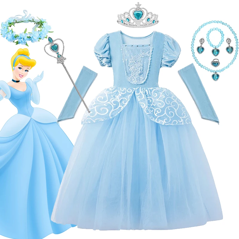 

Disney Cinderella Cosplay Costume Girls Princess Dress Up Party Halloween Birthday Ball Gown Children Fantasia Clothing Vestido