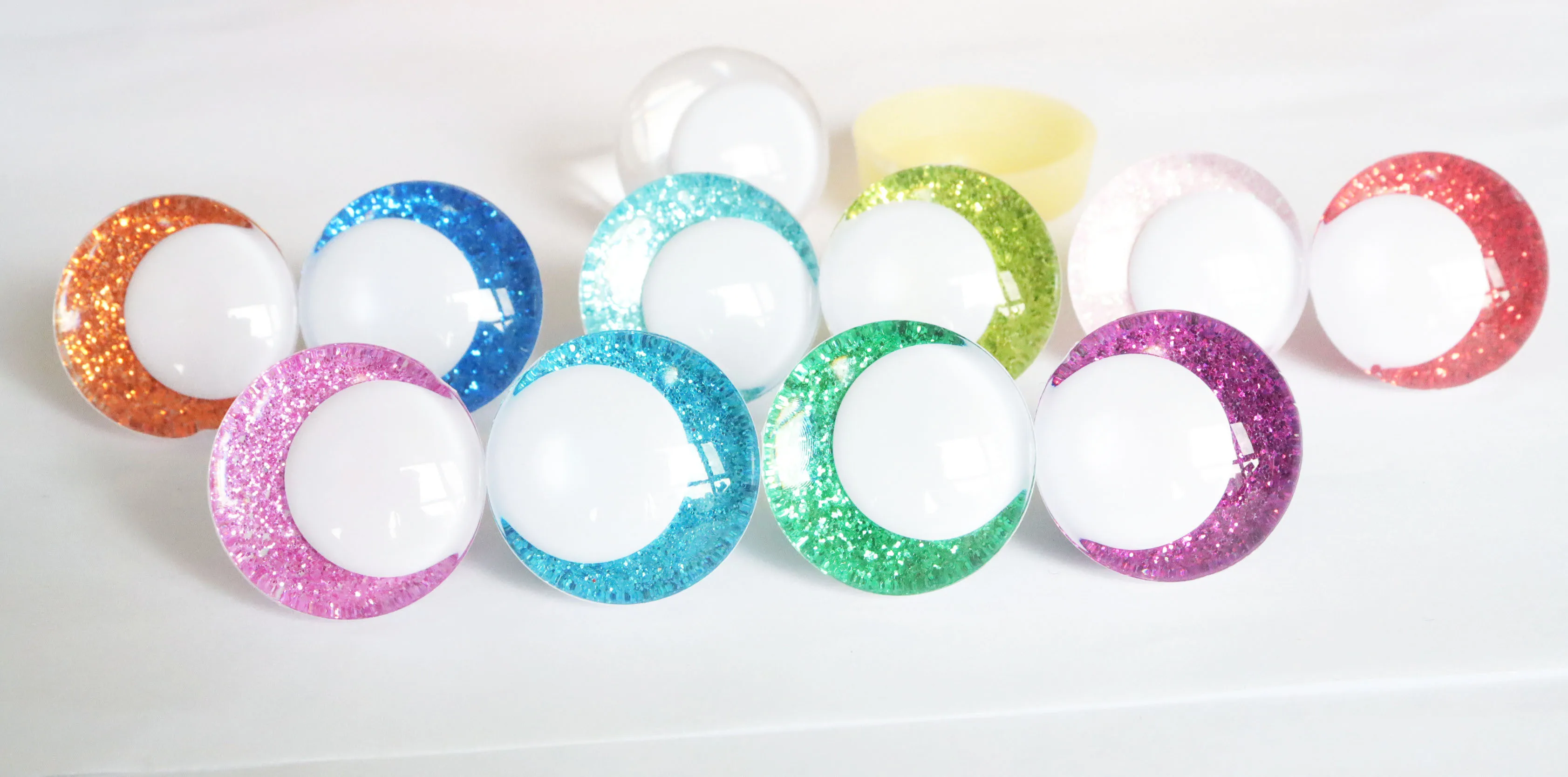 20pcs Multicolor 14mm-35mm Glitter Comical Toy Eyes with Hard Washers